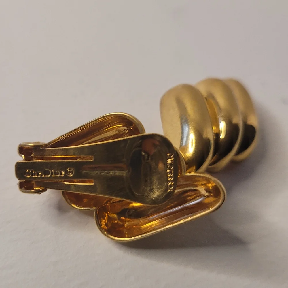 Christian Dior Gold Plated Clip Earrings